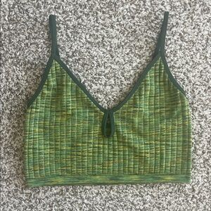 Green Textured Knit Bralette